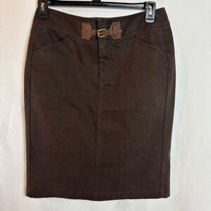 NWT Ralph Lauren Jean Co Brown Pencil Skirt Leather Buckle Womens 6 Equestrian